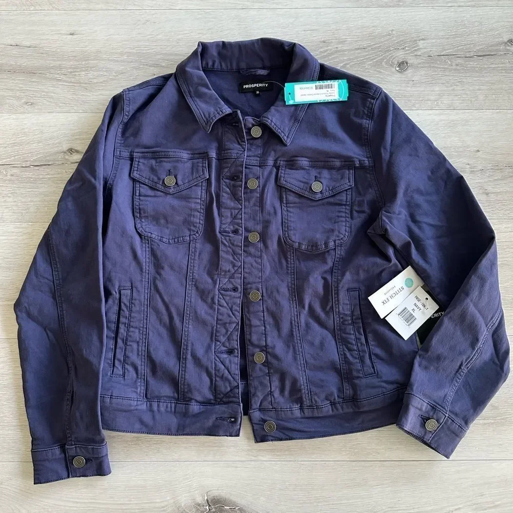Prosperity Jolene Stretch Colored Denim Jacket NAVY XL‎ Stitch Fix NWT